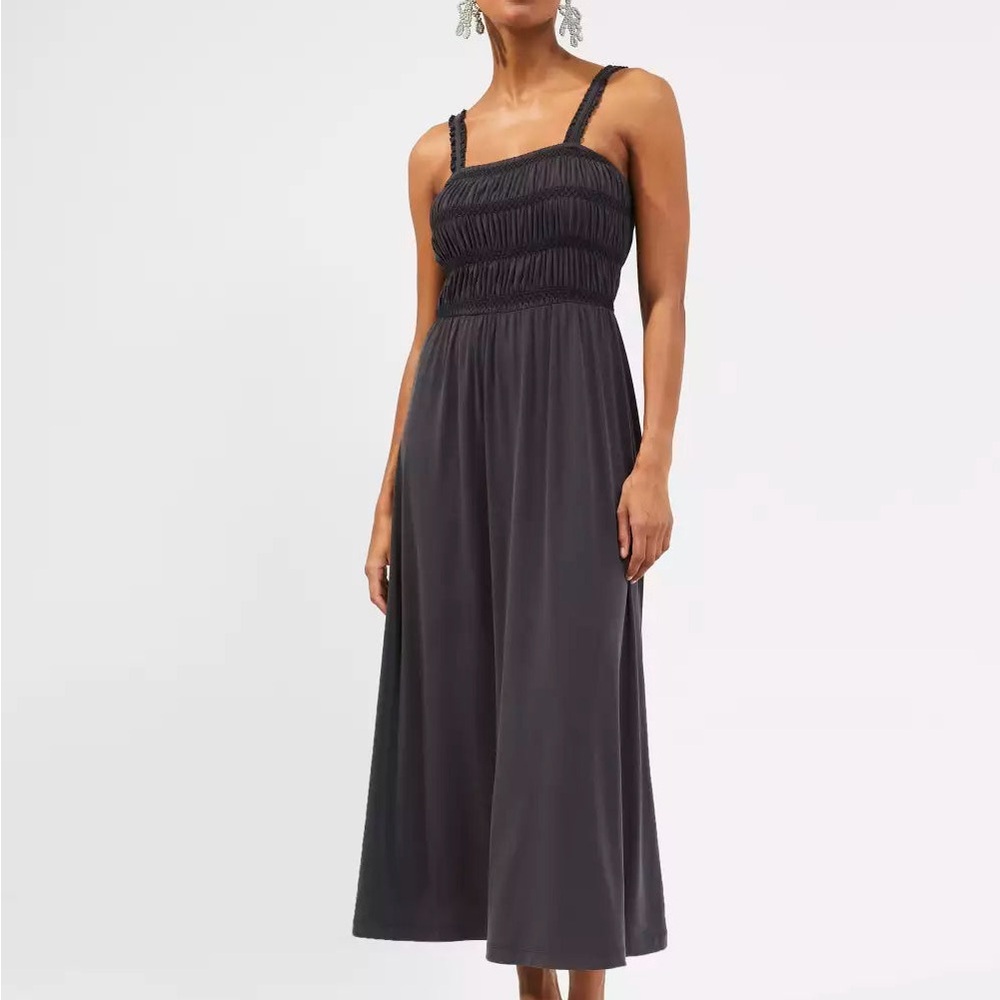 French Connection Rinia Modal Jersey Midi Dress Washed Black sz XL